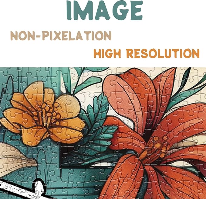 Vintage Flower Cross Puzzles for Adults 1000 Pieces, Christian Religious Floral Jigsaw Puzzles, Pretty Catholic Art Puzzles