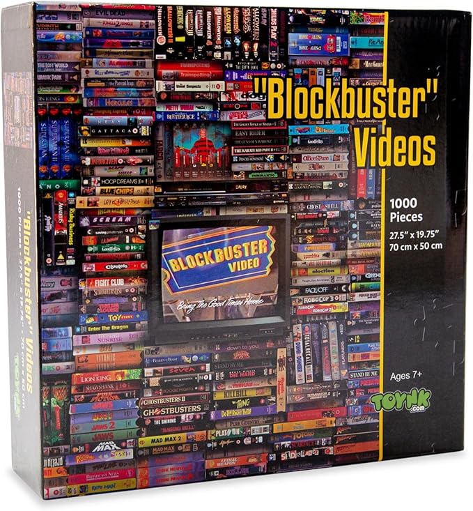 Blockbuster Era 1000-Piece Jigsaw Puzzle, Brain Teaser for Kids and Adults | 28 x 20 Inches