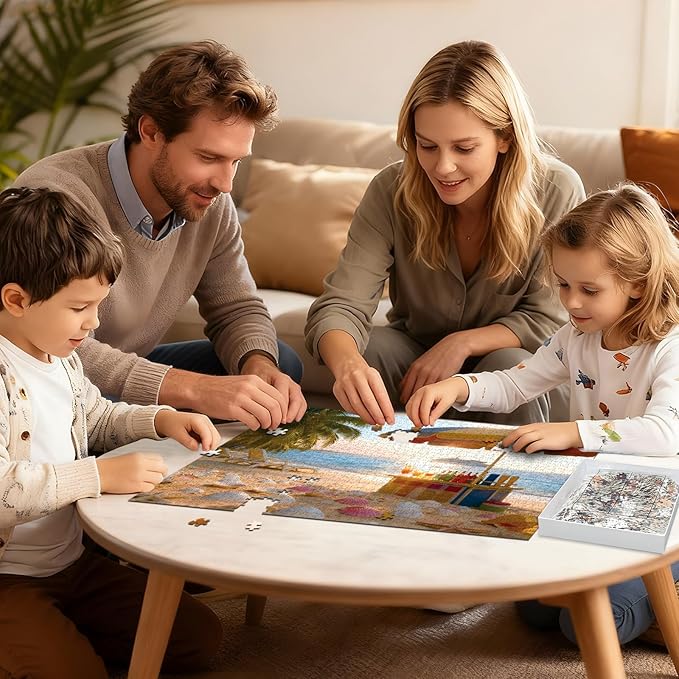 Puzzles for Adults 1000 Pieces Tropical Beach Scene Jigsaw, with Letter on Back, HD Poster, Storage Bag Impossible Challenging Puzzle Giftfor Vacation Lovers (27.56x19.7 Inch)