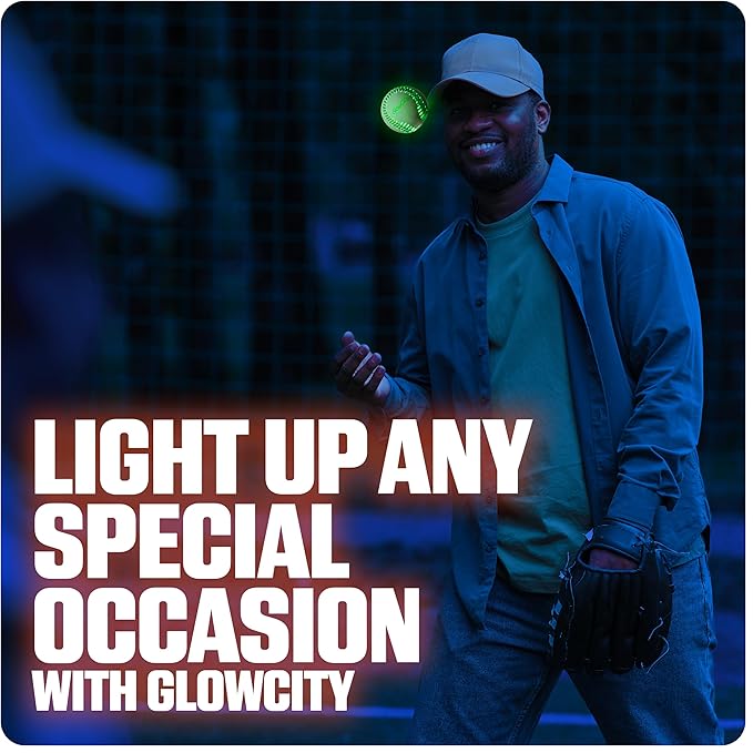 GlowCity Premium Leather LED Rechargeable Light-Up Baseball - Illuminate the Game - Nighttime Fun and Play - Sports Stuff & Gadgets for Kids Age 8 Years Old and Up - Catch Only