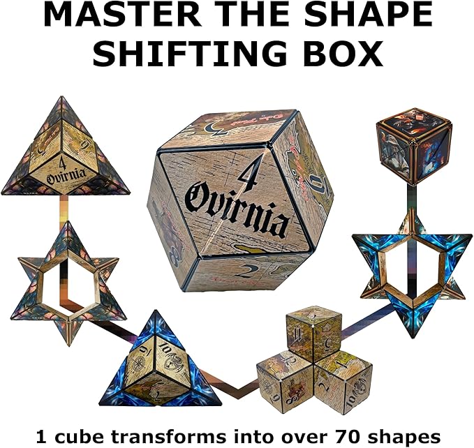 Shashibo Shape Shifting Box - STEM Fidget Toy with Ultra Strong Magnets - Sensory Puzzle Cube Transforms Into 100+ Shapes, Easter Basket Stuffers Gift for Kids, Teens, and Adults (Tales of Ovirnia)