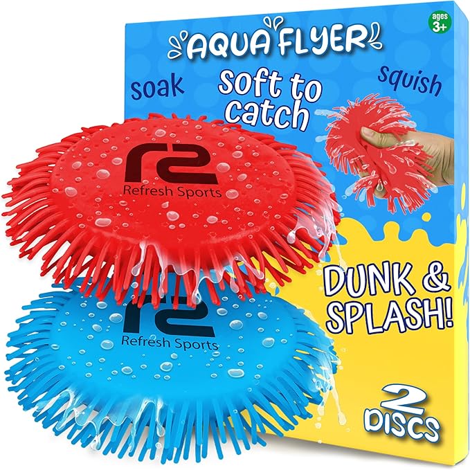 Beach Games Flying Disc Pool Toy: 2 Pack Water Discs for Kids - Soaks The Target On Impact - Best Outdoor Swimming Pool Toys for Kids - Fun Beach Games & Soft Toy Water Toys Ages 4-8 8-12 +