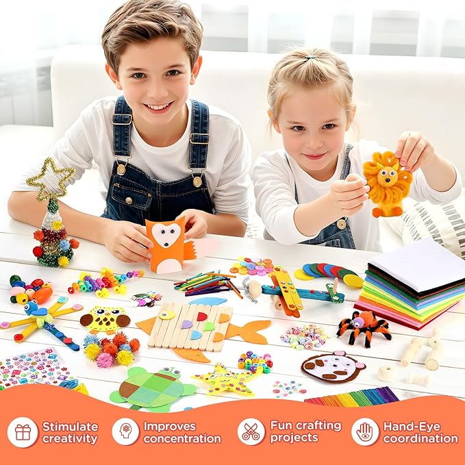 Zefy 3800+ Pcs Arts and Crafts Kit Supplies for Kids, All in One Art Supplies with 20 Crafts Design, DIY Craft Box Set School Supplies Gifts Toys for Girls Boys Ages 4-12
