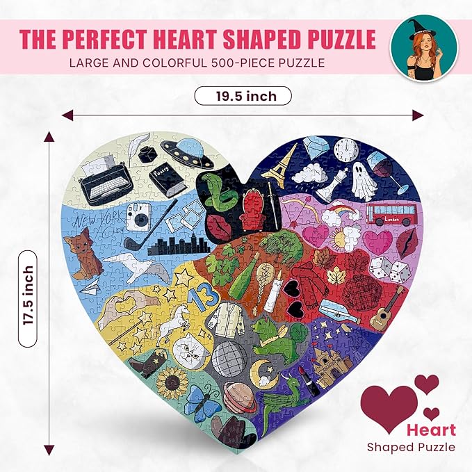 ERAS Puzzle Heart Shaped, Jigsaw Puzzles – Puzzles for Adults, Gift for Couples, Friends & Puzzle Lovers – Premium Quality Pieces (500 Pieces)