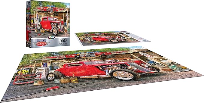 RoseArt - American Nostalgia - Hot Rod Gas Up 550 Piece Jigsaw Puzzle for Adults