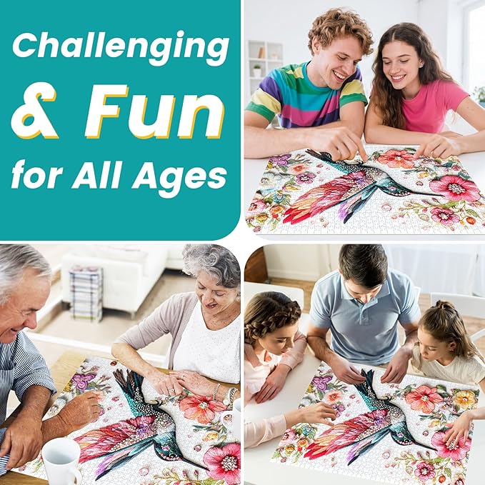 Puzzles for Adults 1000 Pieces,Jigsaw Puzzles 1000 Pieces Bird Puzzles Adult Puzzle Games Unique Cool Puzzle Recycled Cardboard Challenging Game Birthday Party Bird Lover Gift Toy 28x20 in