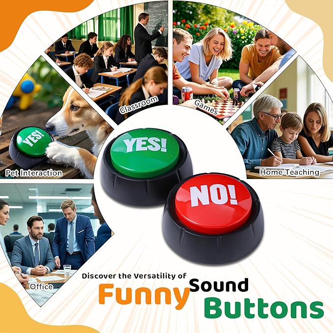 MyMealivos Funny Buzzer Button Toy - Gag Gifts, Game Addition, Stocking Stuffer (Yes No)