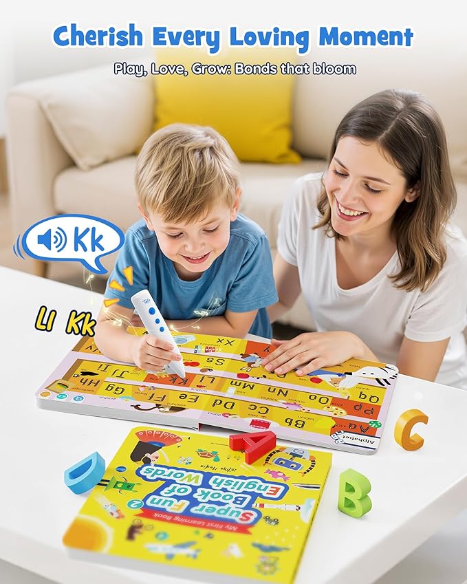 TEKFUN Learn to Read Words Books with Talking Pen, Educational Autism Sensory Toys for Kids, 500+ Learning Activities, Toddler Birthday Gifts for Boys Girls Ages 1-6