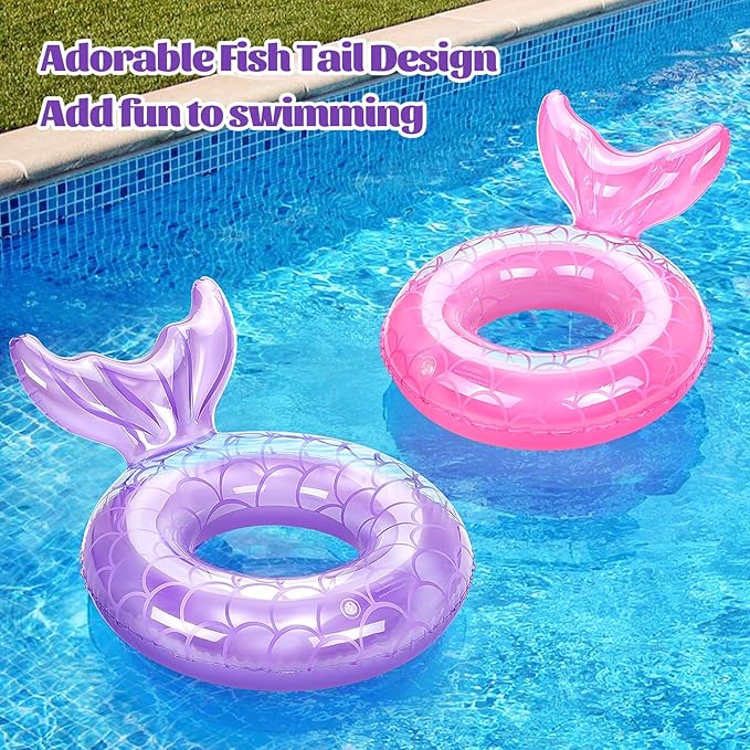 MoKo Inflatable Swimming Ring, Cute Pool Float Tube Decorations Swim Tubes Outdoor Pool Beach Water Floats Party Supplies Floaties