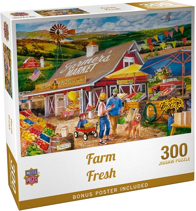 Masterpieces 300 Piece Jigsaw Puzzle for Adults and Families - Farm Fresh - 19.25"x26.63"