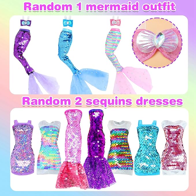 20pcs Doll Clothes and Accessories Including Random 10 Outfits Fashion Sequin Dresses Tops Bottoms Pants Short Skirt Swimsuit Bikini and Random 10 Shoes Dollhouse Accessories for 11.5 inch Girl Doll