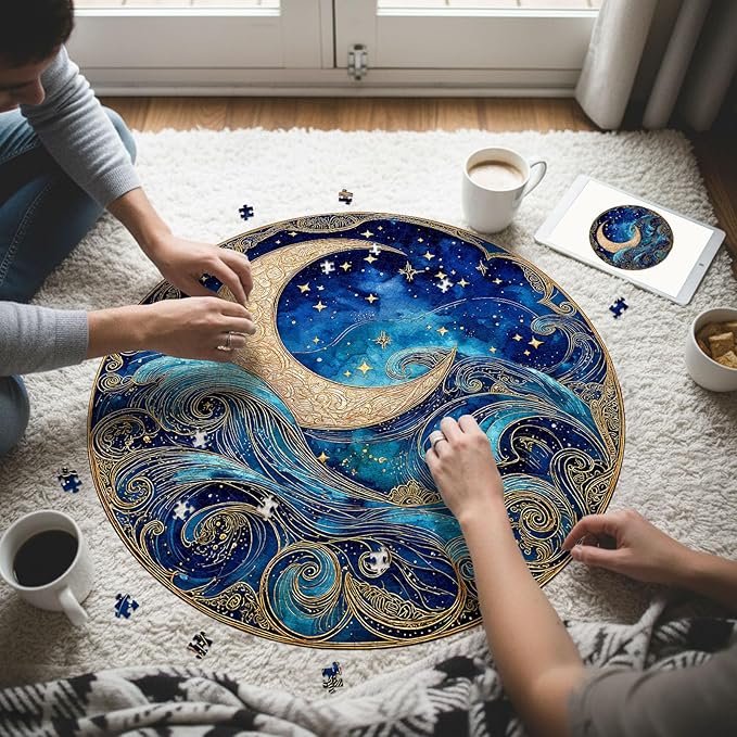 1000 Piece Puzzle for Adults - Waves Stars and Moon Jigsaw Puzzles - Impossible Hard Difficult Challenging Jigsaw Puzzle -Brain Teaser Adult Puzzles - Christmas Birthday Gifts for Women/Men