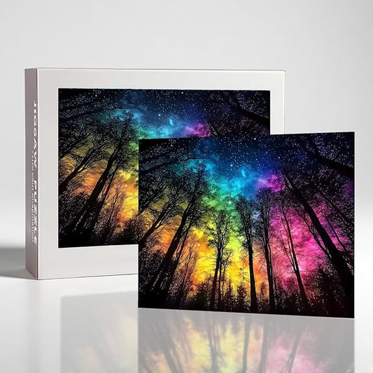 1000 Piece Rainbow Sky Jigsaw Puzzle for Adults, Forest Trees Puzzles for Adults 1000 Pieces, Challenging Puzzle for Friends Family Activity Game Nights, Finished Size 27.6" x 19.7"