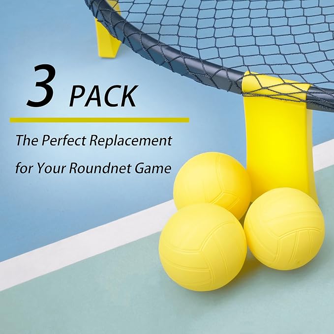 Spike Replacement Balls 3-Pack with Pump for Roundnet Game Mini Volleyball Pool Game