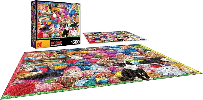 RoseArt - Kodak Premium - Cats and Yarn - 1500 Piece Jigsaw Puzzle for Adults