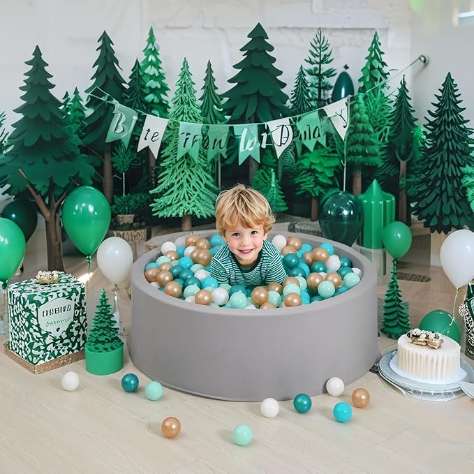 GOGOSO Ball Pit Balls for Toddler, Baby Plastic Playballs Kids Soft Pastel Pelotas Non-Toxic BPA-Free 2green+White+Gold,100 Balls