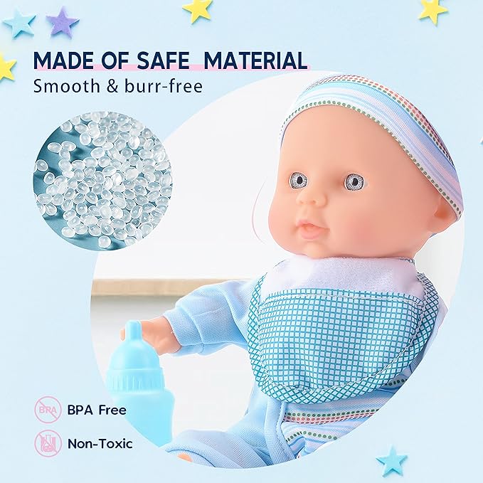 Toy Choi's Twin Baby Dolls 12 inch Soft Body 2 Dolls Playset with Rompers, Hat, Pacifier and Doll Bibs, Gifts for 1 2 3 4 5 Year Old Boys Girls, Toddlers and Kids
