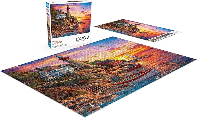 Buffalo Games - Dominic Davison - Sunset at Lighthouse Bay - 1000 Piece Jigsaw Puzzle for Adults -Challenging Puzzle Perfect for Game Nights - Finished Size is 26.75 x 19.75