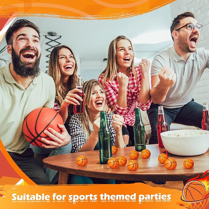 Civaner 60 Pcs Mini Basketball Stress Balls for Kids Basketballs Party Favors Small Foam Bouncy Sports Toys Bulk with Drawstring Bag for School Party Decor Carnival Reward Game Toys Gifts(3cm,4cm)