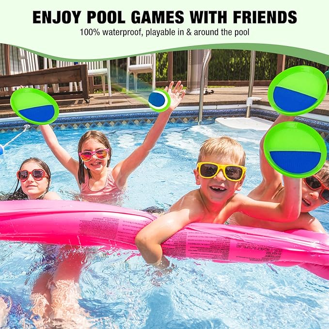 Sticky Toss and Catch Ball Game Set - Kids & Toddlers Outdoor Indoor Activity Toys for Boys Girls 3 4 5 6 7 8-12 Year Old - Great Games for Beach Pool Yard - Birthday Gifts Easter Basket Stuffers