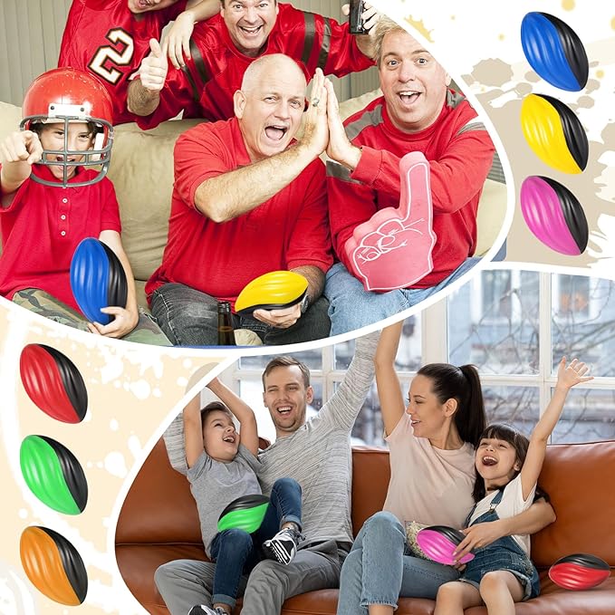 Woanger 40 Pcs Mini Foam Football Bulk 5 Inch Soft Small Footballs for Kids, Two Tone Spiral Colorful Balls for Sport Birthday Party Favors, Classroom Prizes, Indoor Outdoor Games(Multicolor)