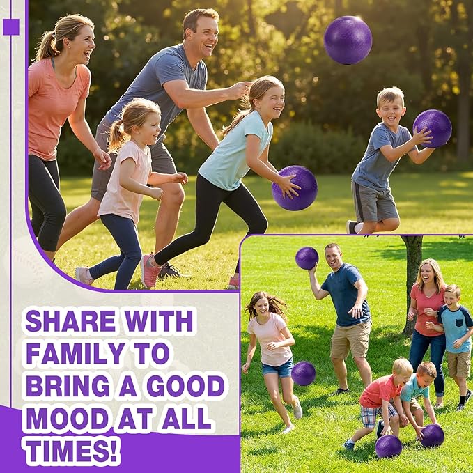 Jerify 12 Pcs Playground Balls Bulk 10 Inch Kickball Bouncy Balls for Kids Inflatable Bouncing Handball for Kids Adults Indoor Outdoor Games Gym Picnic Camp Yoga Exercise, Purple