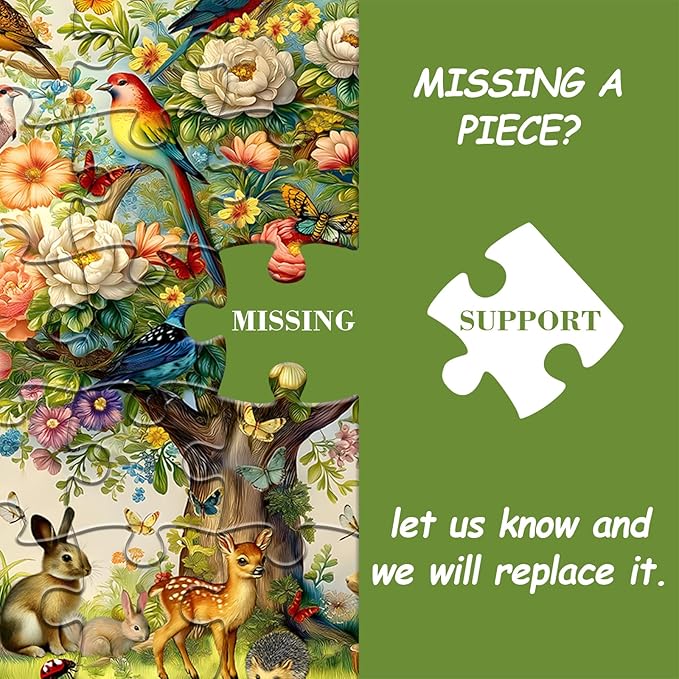 Tree of Life Puzzles for Adults 1000 Pieces, Birds Butterfly Flower Animal Jigsaw Puzzles with Plant Floral, Spring Nature Landscape Challenging for Adults
