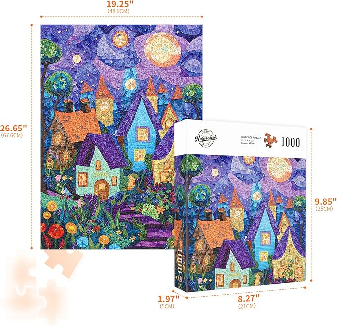 Jigsaw Puzzles for Adults 1000 Pieces, Stained Glass Art Difficult Challenging Unique Puzzle for Game Night Family Home Decor, 20x27 Inches, Glass House