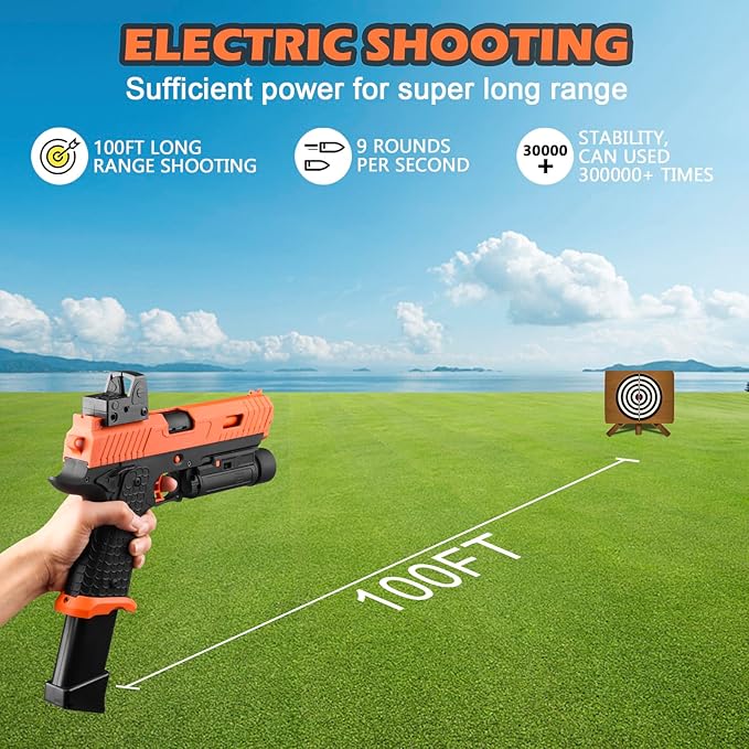 Electric Gel Toys New X5, Full Auto Splat-Blaster Includes Drum and Goggles for Outdoor Team Game, X2 Upgrade Version for Ages 14+,Orange
