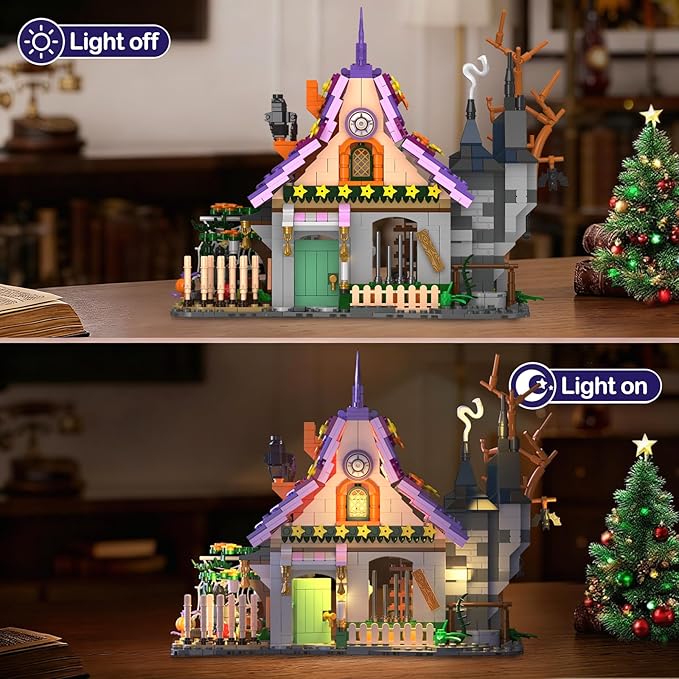 The Magical Retreat of The Witch Building Set, Ideal Christmas and Easter Gift, 1200 PCS Miniature House Model Building Brick Kit for Adults Teens Boys Girls 14+ (Purple-presale)