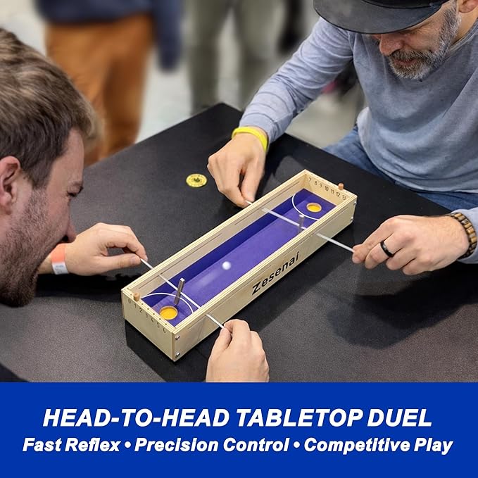 Micro Football Game – 2-Player Wooden Tabletop Skill Game, Mini Foosball & Hockey Fast-Action Play, Family Night or Friends Party, Soccer Board Game Gift for Kids & Adults