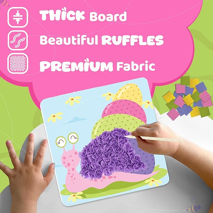 jackinthebox Poke Poke Art – Bugs Theme, Mess-Free Fabric Art and Craft, Flower Pressing Kits, Gift for Kids, Best Gifts for Girls and Boys Ages 4 5 6 7 8