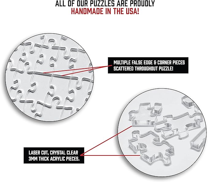 CM Originals The Clearly Impossible Puzzle 500 Pieces Hard Puzzle for Adults (Acrylic, Jigsaw, 18.75x11 inches, 1 Pound, Made in USA)