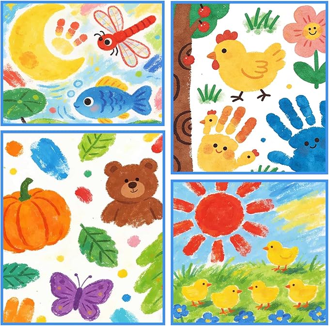 ABEIER Washable Kids Paint, Safe Non-Toxic Finger Paint, 12 Vibrant Colors(2 fl oz) with 3 Paint Brushes, Mess-Free Arts & Crafts Supplies for Toddlers & Grandkids, Ages 3, 4, 5