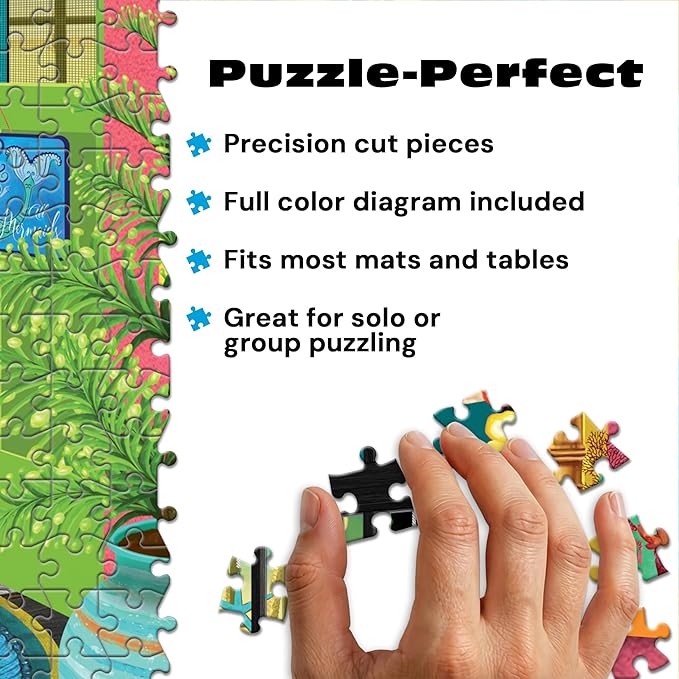 Ceaco – Tropical Paradise – Tracy Flickinger – 500 Piece Jigsaw Puzzle for Adults – Colorful Coastal Porch Scene with Bonus Poster