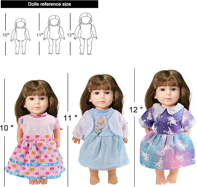 Girl Doll Clothes,12 Sets Doll Clothes Dress for 12 13 14 Inch Dolls, Lovely Baby Doll Outfits Accessories for Christmas Birthday for Little Girl