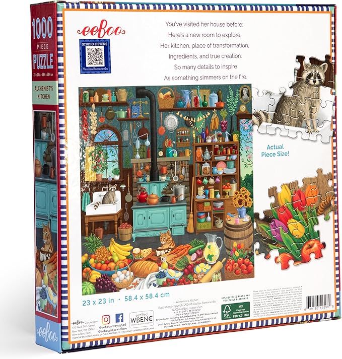 eeBoo 1000 Piece Puzzle - Alchemist's Kitchen Jigsaw Puzzle for Adults, Square 23" x 23" Made with Recycled Board & Vegetable-Based Ink