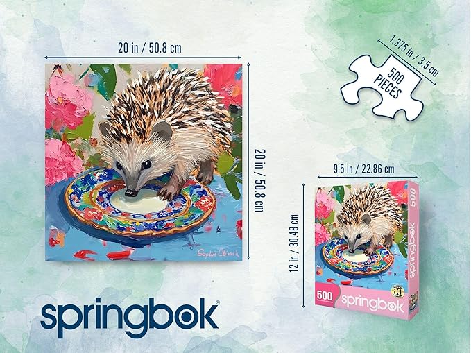 Springbok Little Explorer 500 Piece Jigsaw Puzzle for Adults and Family - Cute Hedgehog - Unique Cut Pieces