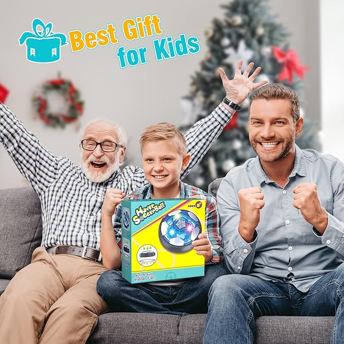 Rechargeable Hover Soccer Ball for Kids - Boy Birthday Gifts Age 6, 7, 8, 9, 10, 11, 12 Year Old, Indoor Light-Up Air Power Floating Soccer Ball Boy Toys for Kids Age 4-6, 6-8, 8-12