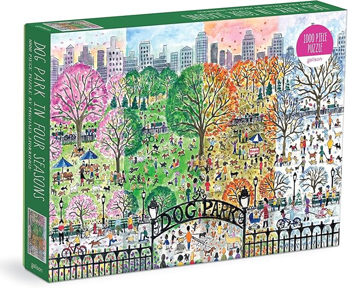 Galison Michael Storrings Dog Park in Four Seasons 1000 Piece Puzzle from Galison - Beautiful 1000 Piece Puzzle for Adults, Challenging and Fun, Thick and Sturdy Pieces, Great Gift Idea