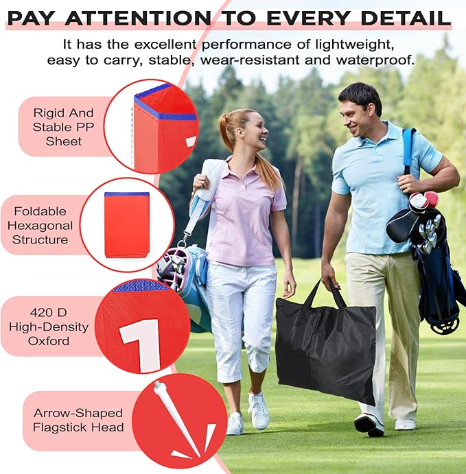 Golf Bucket Yard Game, Backyard Golf Set for Kids, Adults and Family, Outdoor and Indoor Portable 9 Holes Golf Course with Balls, Flags and Carry Bag for Lawn, Park, Beach and Hotel - Red