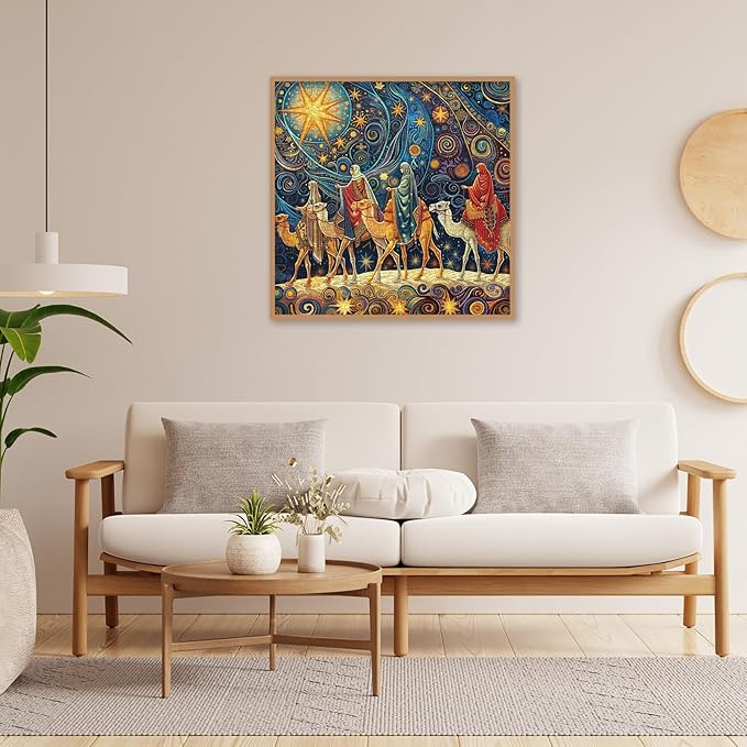 Magic Starry Night Puzzles for Adults 1000 Pieces. Christmas Religious Jigsaw Puzzles. Challenging Christian Van Gogh Art Puzzles