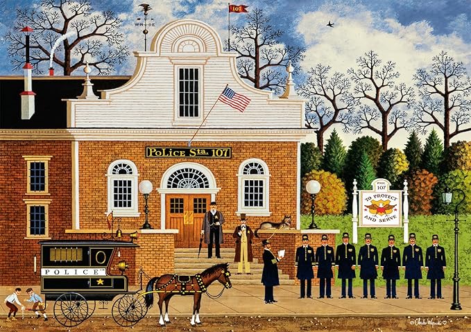 Buffalo Games – Roll Call with a Bang - Charles Wysocki - 300 Oversized Piece Jigsaw Puzzle  Larger Shapes - Great for Adults, Seniors, Family, Kids, Easy to Grip