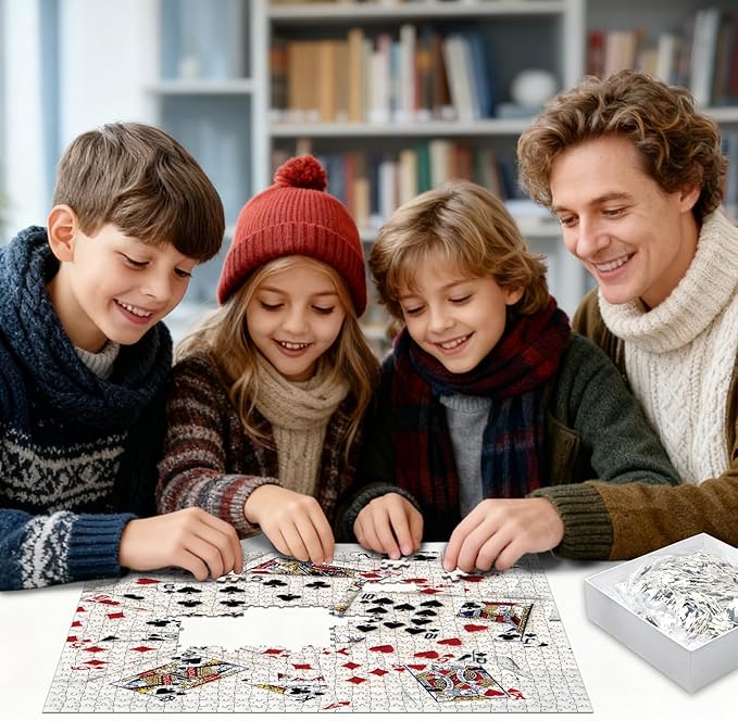1024 Pieces Adult Puzzle, Plush Velvet Playing Cards Jigsaw Puzzles, Impossible Challenging Puzzle Family Home Decor, Funny Gift for Friends（23.86 x 23.86 inches）