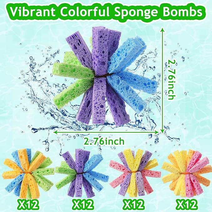48 Pcs Reusable Water Balls for Outdoor Water Sponges Kids Games Toys Soft Quick Soak Pool Fight Toys for Summer Activities Backyard Trampoline Beach Party (Mix Color)