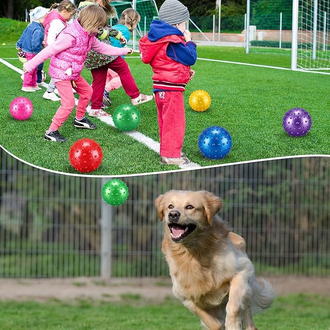 Bouncy Spiky Sensory Ball - Inflatable Massage Stress Fidget Toy Playground Balls for School Party Favors Outdoor Indoor