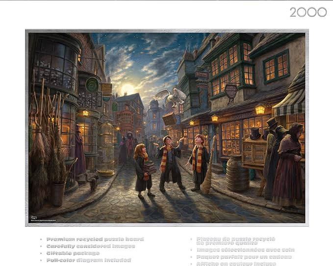 Ceaco - 1000 Piece Thomas Kinkade Harry Potter Diagon Alley Puzzle for Adults, Silver Select - Quality 1000 Pieces Jigsaw Puzzle