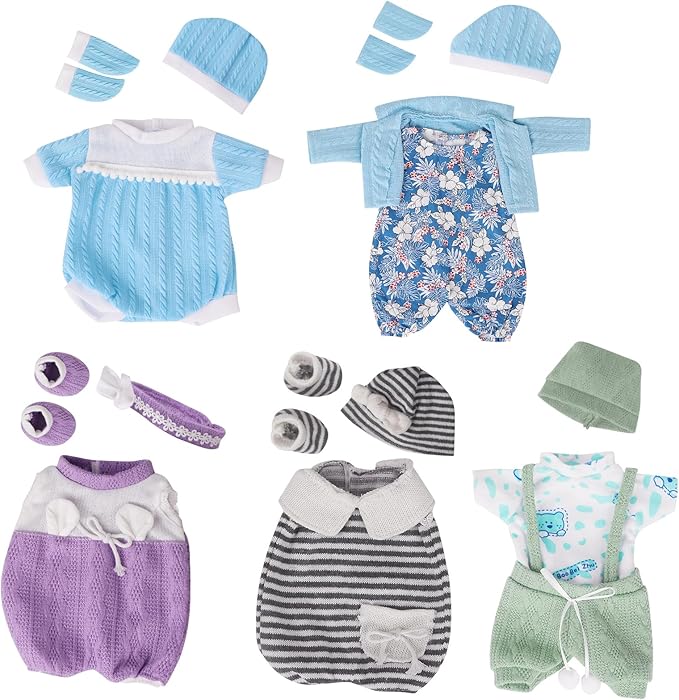ARTST Baby Doll Clothes,12 inch Doll Clothing for Baby Alive, 5 Set Knitted Outfit Accessories for 10-12 inch Girls Boys