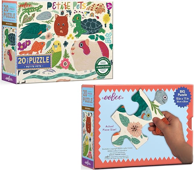 eeBoo 20 Piece Jigsaw Puzzle - Petie Forest Children's Puzzle Animal Themed, Large Pieces for Small Hands to Develop Motor Skills