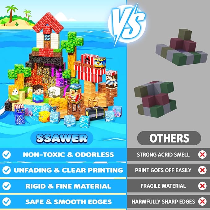 Magnetic Blocks, 208PCS Magnetic Building Blocks, Magnetic Cubes for Kids 4-8, Sensory Toy for STEM Constructions Magnetic Blocks for Boys Girls Age 3+, Holiday Birthday Gifts